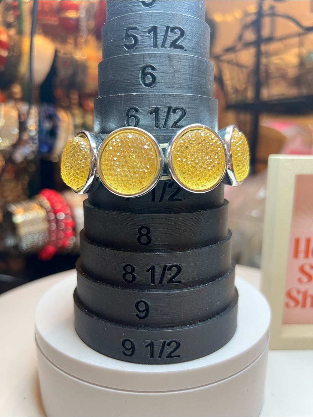 Yellow Crystal Disc Stretch Bracelet